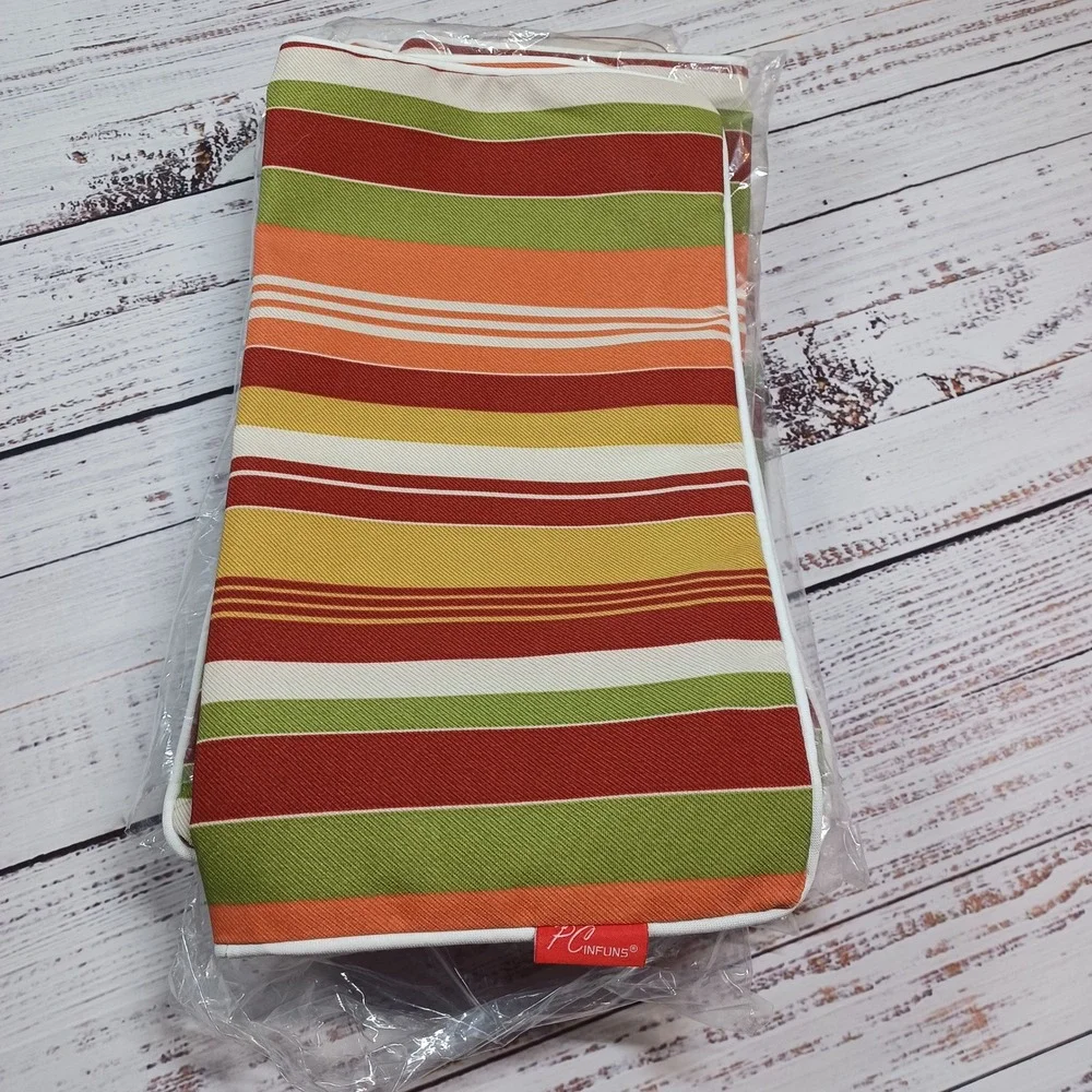 PCinfuns (Pampered Chef) Patio Chair Covers 18x18 Multi NWOT Striped Set of 8